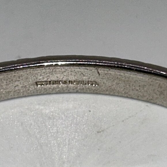 Whiting & Davis Vintage Silver-Tone Etched Floral Bangle Bracelet 7 Inch - Picture 4 of 9
